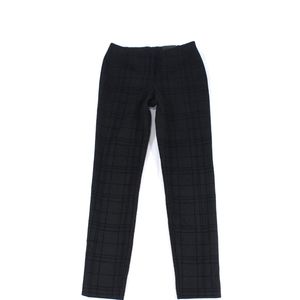 Alfani Womens Size 4 Black Windowpane Plaid Crop Ponte Pants